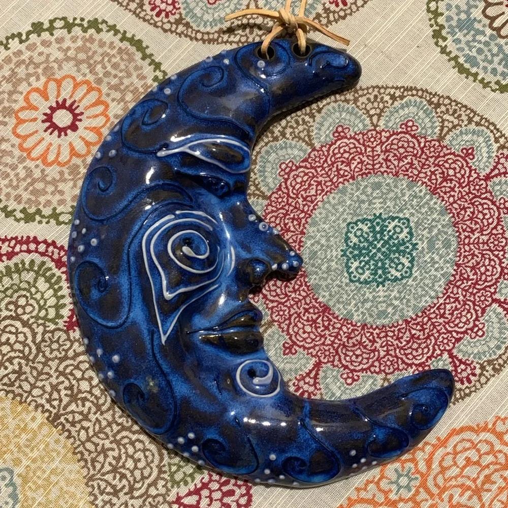 Handmade Pottery Quarter Moon Wall Hanging - Picture 5 of 14